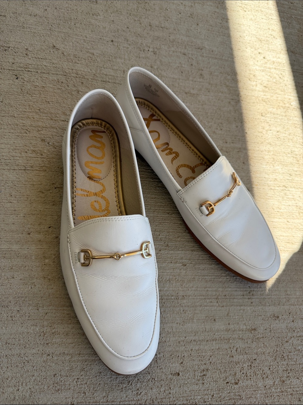 Sam Edelman White Leather Bit Loafers